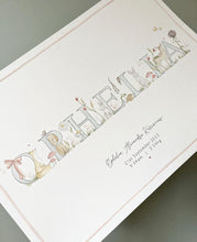 Load image into Gallery viewer, Hand-Painted Children’s Name Illustration