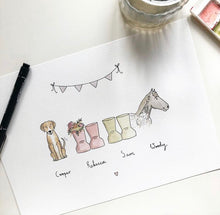Load image into Gallery viewer, Welly/ Boot Family Portrait (inc Pets)