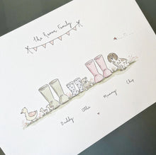 Load image into Gallery viewer, Welly/ Boot Family Portrait (inc Pets)