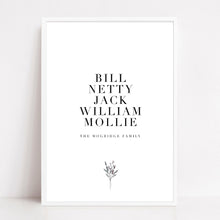 Load image into Gallery viewer, Personalised Family Names Print
